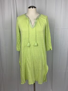 Women’s PURE Collection Linen Lime Green Dress/ Beach Cover Up 8/10 US